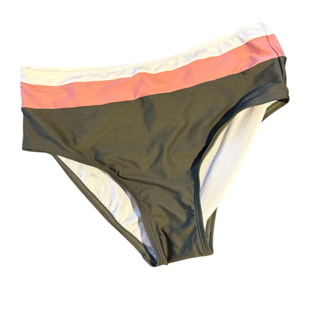 DKNY Olive/cream/dusty pink bikini swim bottom NWT